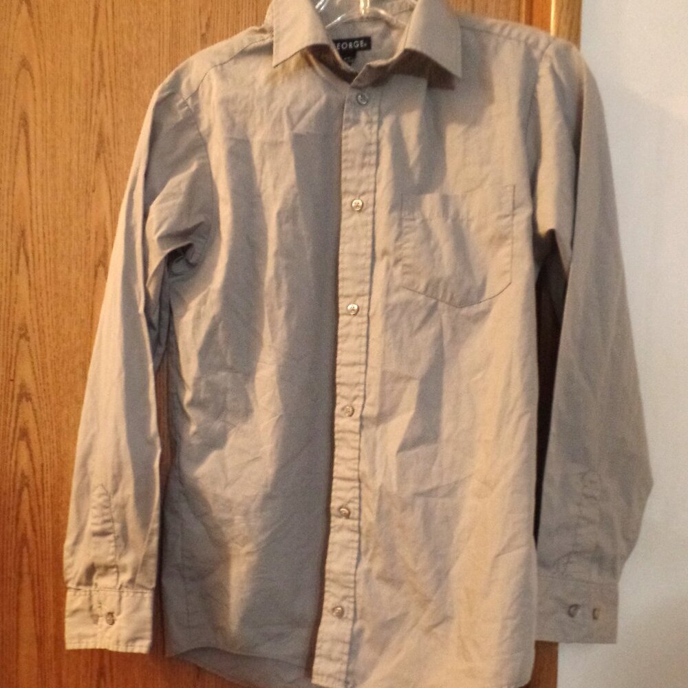 George Woman's Gray Button-Down Long Sleeve Collared Shirt, Size 14/16